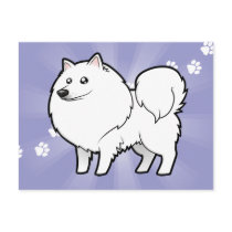 Cartoon American Eskimo Dog / German Spitz Post Card