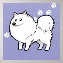 Cartoon American Eskimo Dog / German Spitz Print