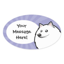 Cartoon American Eskimo Dog / German Spitz Oval Sticker
