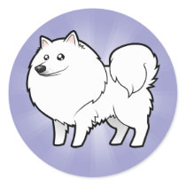 Cartoon American Eskimo Dog / German Spitz Round Stickers