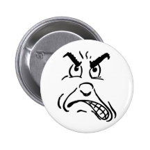 Cartoon Angry Face Pinback Buttons