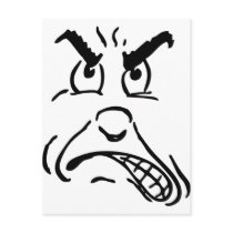 Cartoon Angry Face Post Card