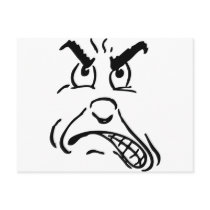 Cartoon Angry Face Post Cards