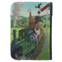 cartoon animals enjoying a train journey kindle keyboard cases