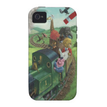 cartoon animals enjoying a train journey iPhone 4/4S case