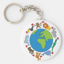 Cartoon Animals of the World Keychain