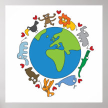 Cartoon Animals of the World Poster