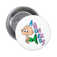 Cartoon Aquarius Button