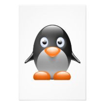 Cartoon Baby Penguin Personalized Invite