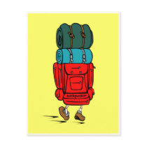 Cartoon Backpacker Postcard