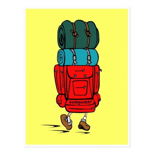 Cartoon Backpacker Postcard