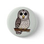 Cartoon Barred Owl Button