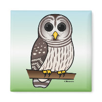 Cartoon Barred Owl Fridge Magnets