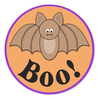 Cartoon Bat Boo Halloween Round Sticker