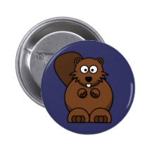 Cartoon Beaver Button