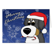 Cartoon Bernese Mountain Dog Christmas Card