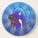 Cartoon Betta Fish / Siamese Fighting Fish Beverage Coasters