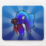 Cartoon Betta Fish / Siamese Fighting Fish mousepads