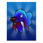 Cartoon Betta Fish / Siamese Fighting Fish Postcard