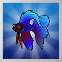 Cartoon Betta Fish / Siamese Fighting Fish posters