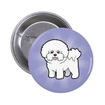 Cartoon Bichon Frise Pinback Button
