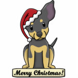 Cartoon Black and Tan Chihuahua Christmas Ornament photo sculptures