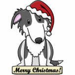 Cartoon Black and White Borzoi Christmas Ornament photo sculptures