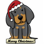 Cartoon Black & Tan Coonhound Christmas Ornament photo sculptures