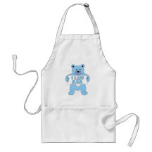 Cartoon Blue Bear I Luv Mom (I Love Mom) Aprons