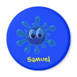 Cartoon Blue Face Splat Personalised Name Gift magnets