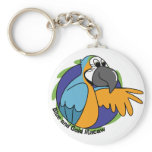 Cartoon Blue & Gold Macaw Keychain
