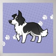 Cartoon Border Collie Posters