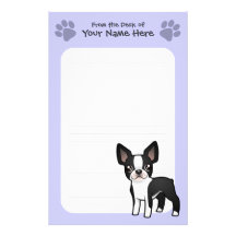 Cartoon Boston Terrier Personalized Stationery