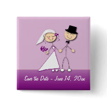 Cartoon bride and groom buttons