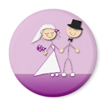 Cartoon bride and groom magnets