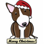 Cartoon Brindle Bull Terrier Christmas Ornament photo sculptures