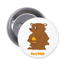 Cartoon Brown Bear With Orange Juice Button