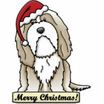 Cartoon Brown Bearded Collie Christmas Ornament photo sculptures