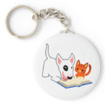 Cartoon Bullie and Kitty with Book Keychain
