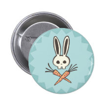 Cartoon Bunny Skull and Crossbones Button