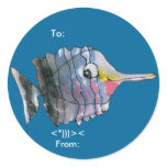 Cartoon Butterfly Fish Personalised Labels Round Sticker