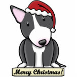 Cartoon BW Bull Terrier Christmas Ornament photo sculptures