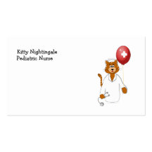Cartoon Cat Nurse with Balloon Business Card Templates