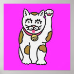 Cartoon Cat waving its paw poster Print 3 ft.