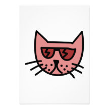 Cartoon Cat Wearing Sunglasses Custom Announcements