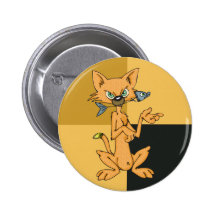 Cartoon Cat With Fish Skeleton Pin