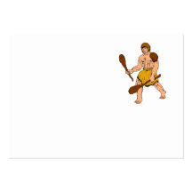 Cartoon Caveman Holding Club Business Card