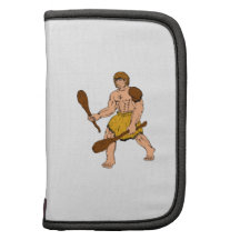 Cartoon Caveman Holding Club Folio Planners