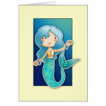 Cartoon Cheerful Mermaid Blank Greetings card