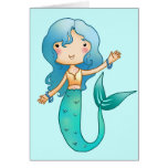 Cartoon Cheerful Mermaid Cards